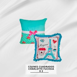 COJINES CUADRADO CHARLOTTE FUCSIA X2
